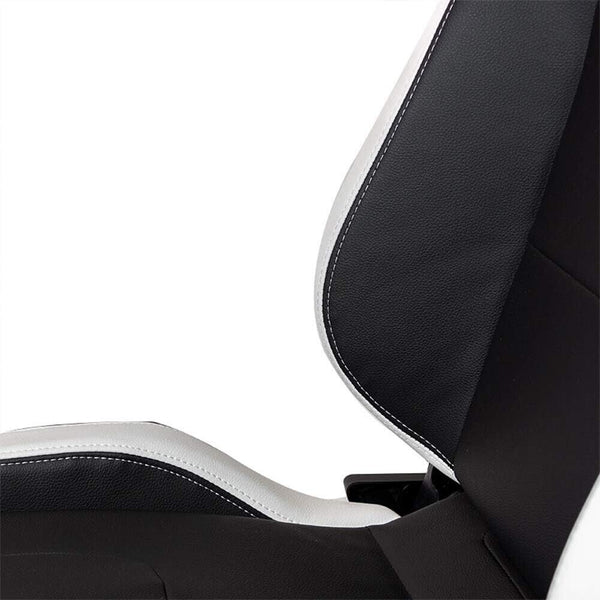 UK Auto-Style x2 / a Pair of Universal Reclining Sports Bucket Seat BLACK & WHITE + slide runners