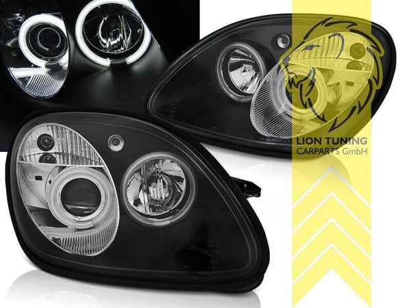 LT LED DRL Halo Ring Eye Headlights Mercedes SLK R170 96-04 black LHD