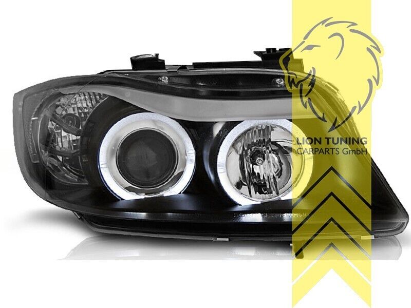 LT LED DRL CCFL Angel Eye Headlights BMW E90 Sedan E91 Touring black LHD