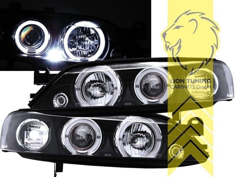 LT  Halogen H1 & LED Halo Ring Headlights Opel Vectra B sedan caravan black LHD