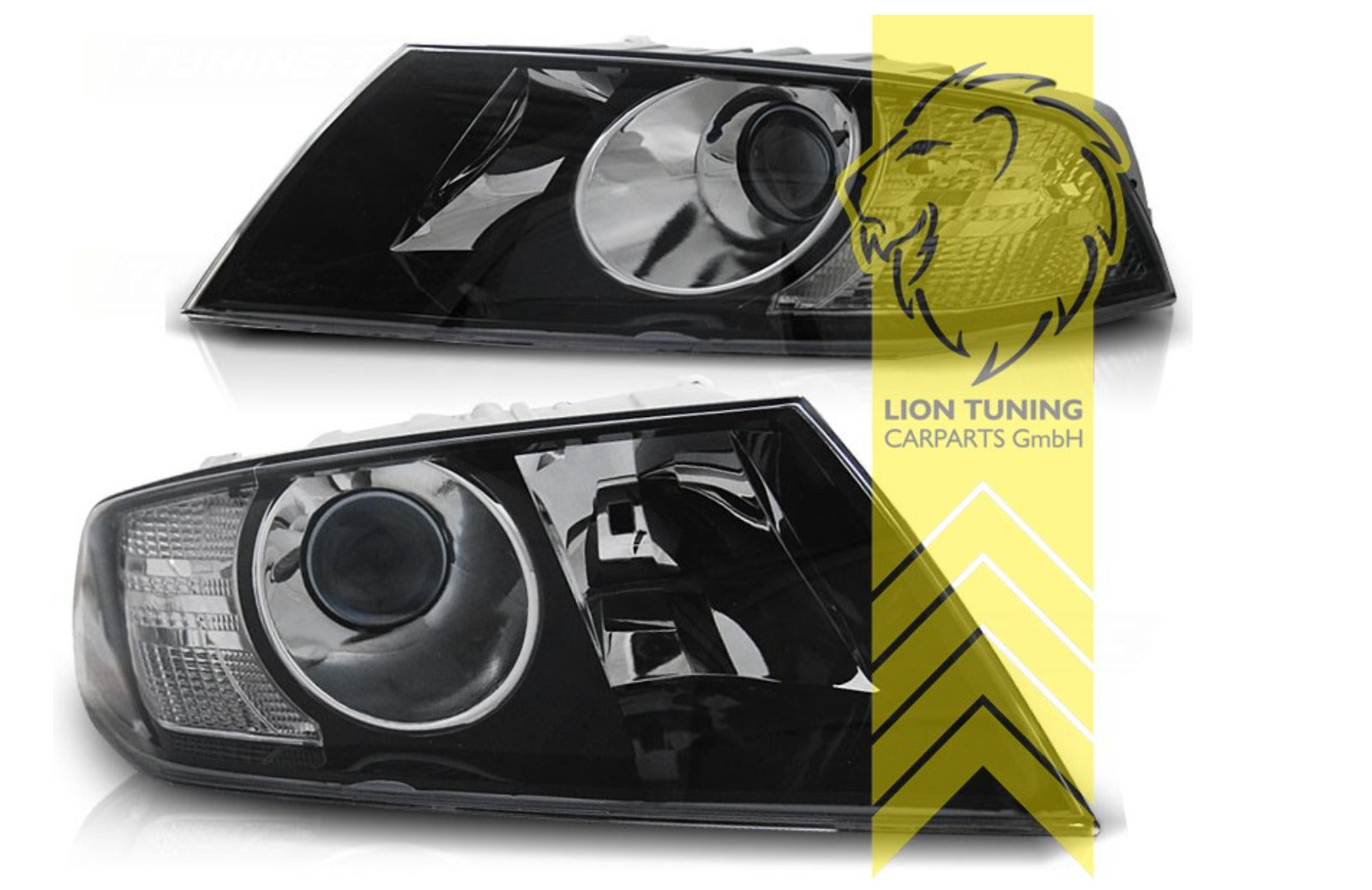 LT Pair Halogen Headlights Skoda Octavia MK2 2 1Z 04-08 Black & Clear H7 H1 LHD