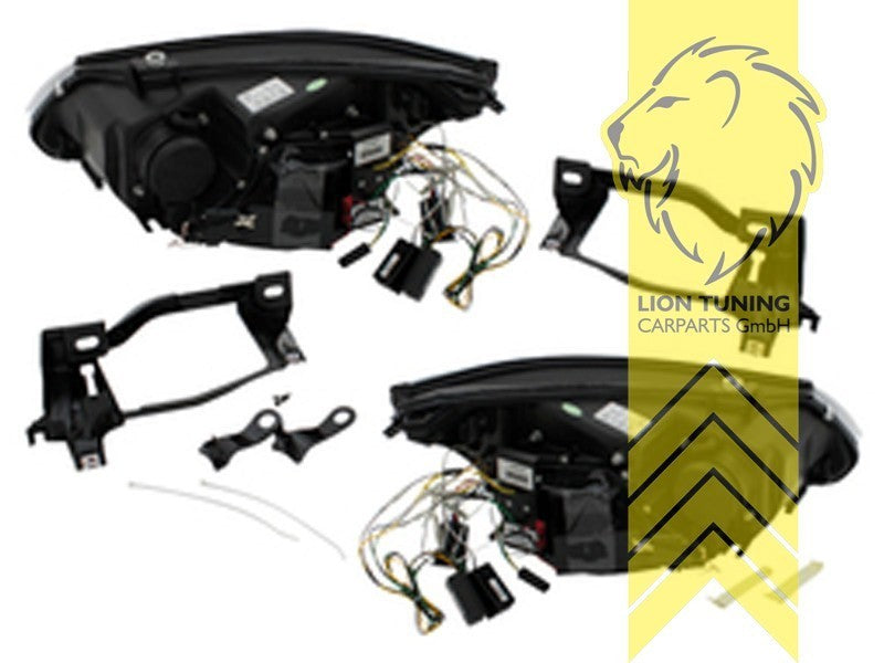 LT Pair LED DRL Halo Headlights BMW E60 Limo E61 Touring black XENON 05-07 LHD