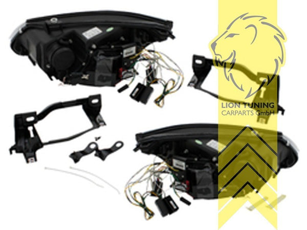LT Pair LED DRL Halo Headlights BMW E60 Limo E61 Touring black XENON 05-07 LHD