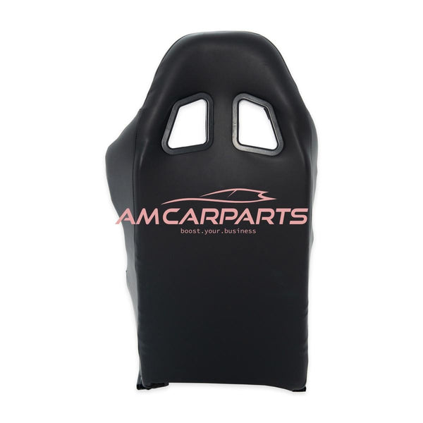 AMCP Pair Universal Fixed Back Motorsport Bucket Sports Seats PVC Black + slides