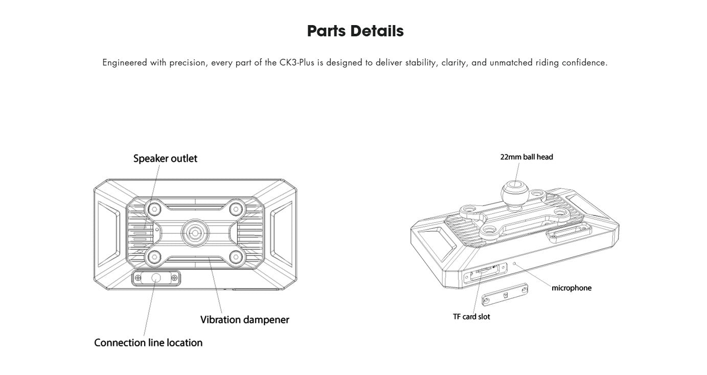 Cokima CK3-PLUS Pathfinder MotoNav AI® mmWave Radar Nav GPS 1080p HD dual-camera
