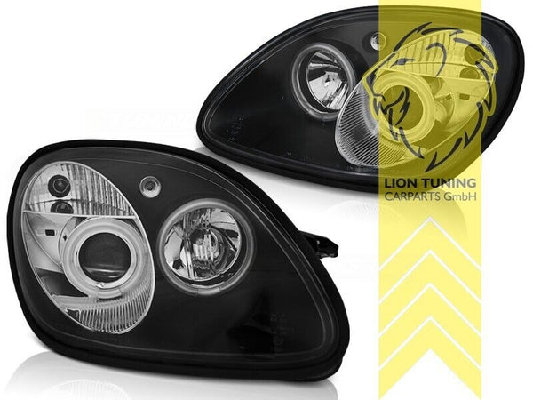 LT LED DRL Halo Ring Eye Headlights Mercedes SLK R170 96-04 black LHD