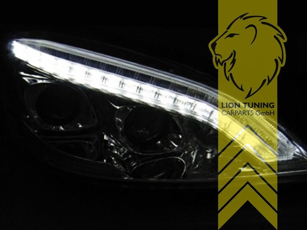 LT Pair XENON LED DRL Halo Eye Headlights Mercedes W221 S-Kl 05-09 black LHD