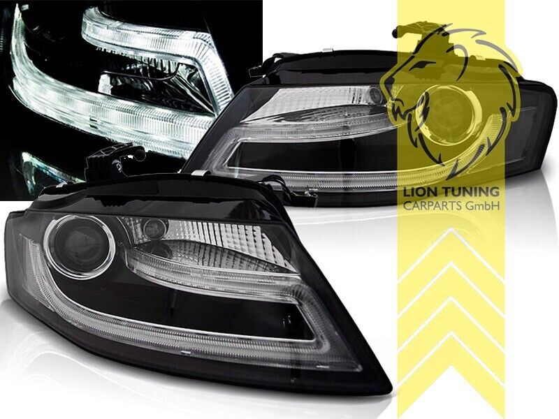 LT LED DRL Halo Headlights Audi A4 B8 8K 07-11 Limo Avant black XENON LHD