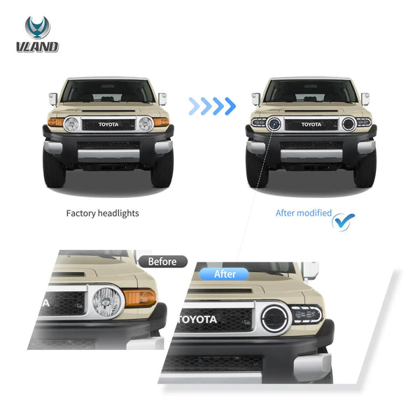 VLAND 06-22 Toyota FJ Cruiser XJ10 Duak Beam Start-up Animation Headlights LHD