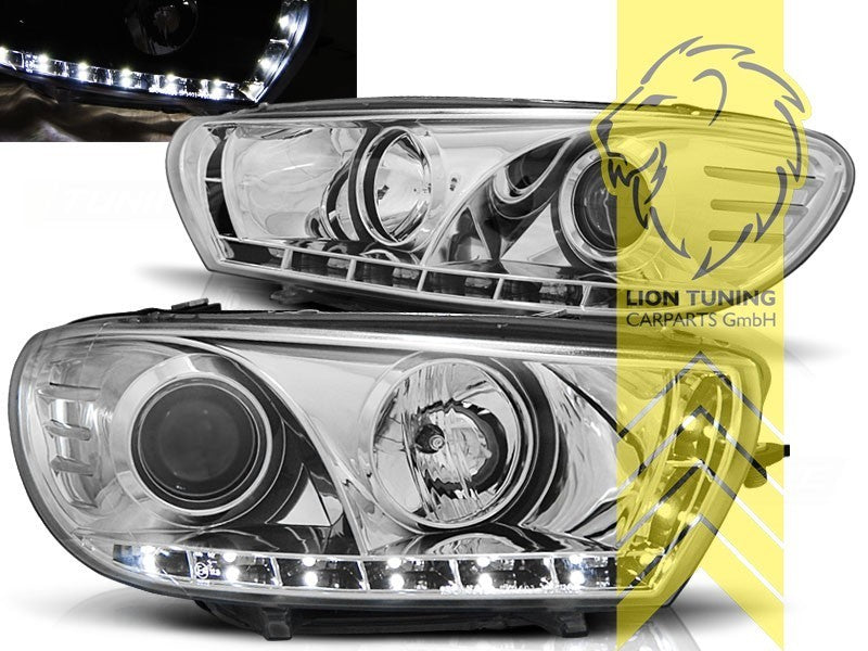 LT Pair LED DRL Lightbar Halo Headlights VW Scirocco 3 137 138 08-14 chrome LHD