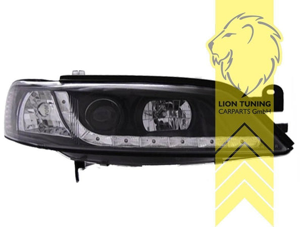LT Pair LED DRL Lightbar Headlights Opel Vectra B 36 J96 99-02 Black LHD