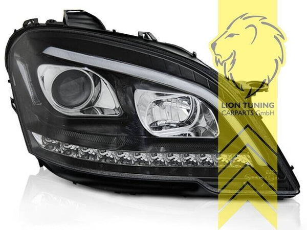 LT LED DRL Lightbar Halo Headlights Mercedes W164 ML M-Class Facelift black LHD