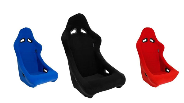 x1 Auto-Style Black / Red / Blue Textile Car / Sim Simulator Universal Bucket Seat + slides