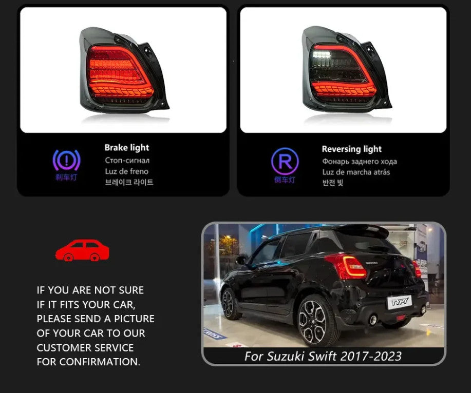 TYPY Pair LED DRL 17-23 Suzuki Swift Rear Lights Dynamic Tail Lamps LHD