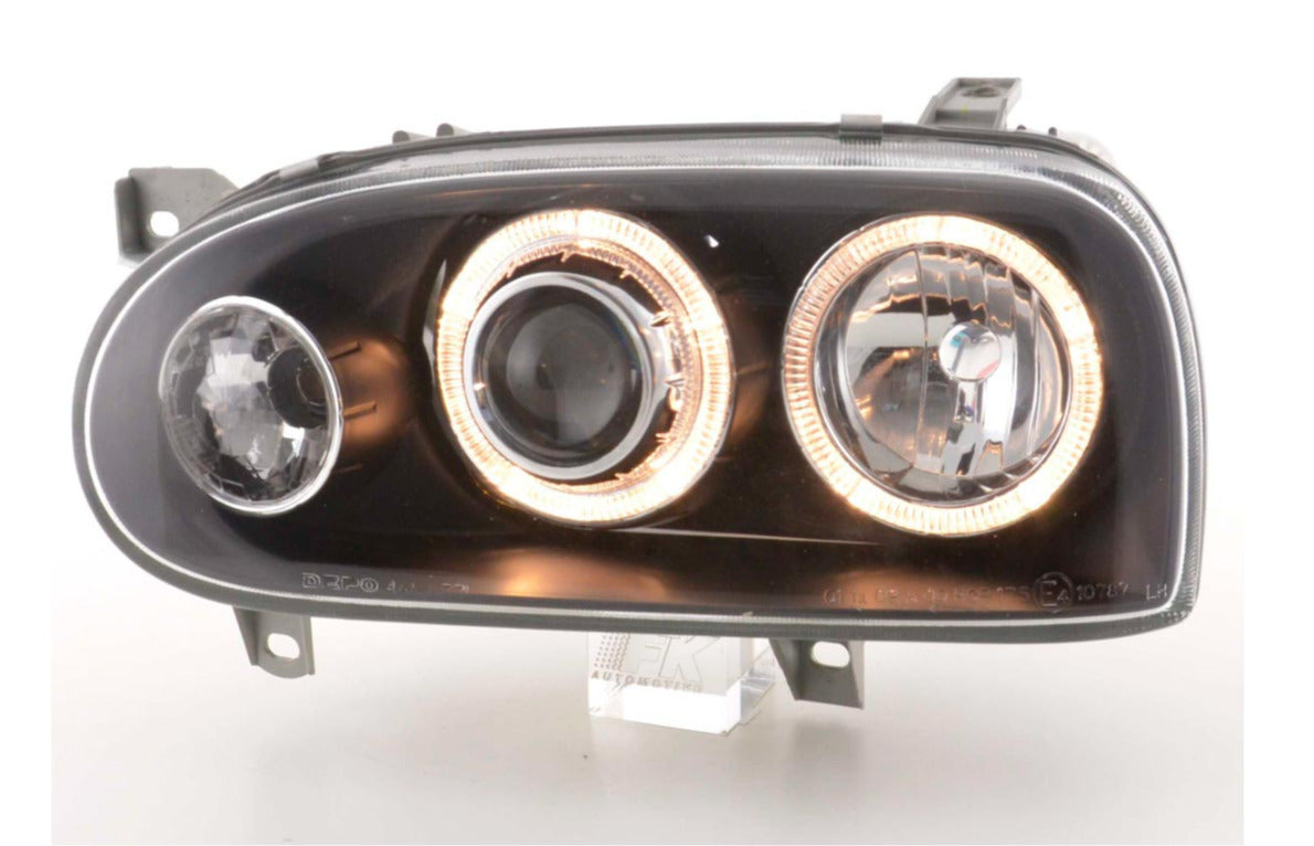 FK LED DRL Angel Eye Halo Ring Headlights VW Golf 3 MK3 1HXO 1 EXO 91-97 LHD