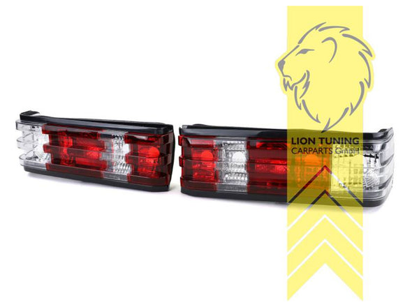 LT Pair Halogen Rear Lights Mercedes W201 190E red white chrome