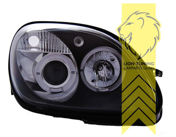 LT Pair LED DRL Dual CCFL Halo Ring Eye Headlights Mercedes SLK R170 black LHD