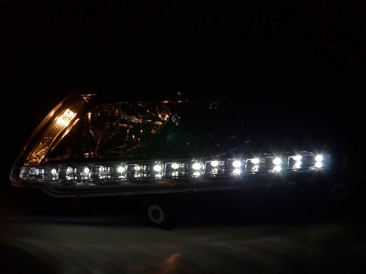 FK LED Headlights LED DRL Lightbar Audi A6 C6 4F 04-08 chrome S6 S-Line LHD