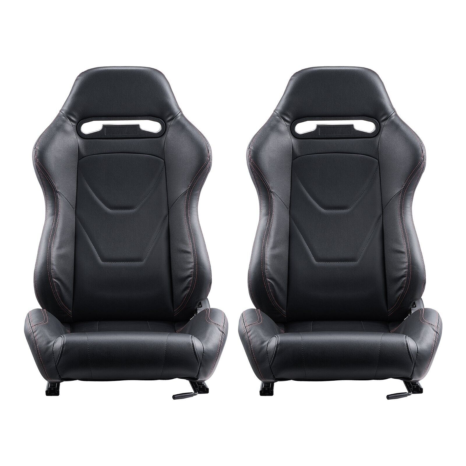 VVR Pair Black Sports Car Van Camper Universal Bucket Seats inc slides