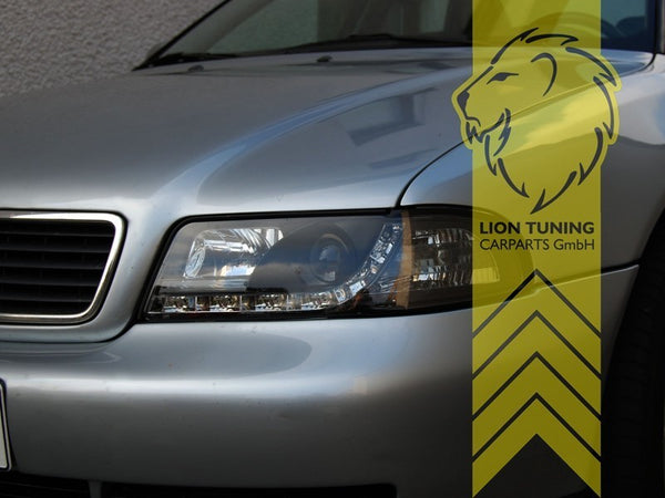 LT Pair LED DRL Lightbar Headlights Audi A4 B5 94-98 Sedan Avant black LHD