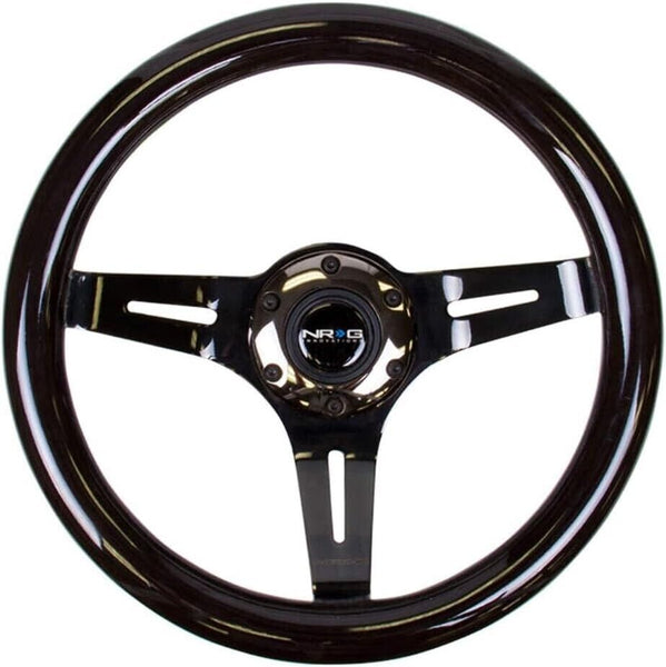 NRG Innovations Uni 310mm Steering WHEEL Classic Car Black Chrome Wood Grain