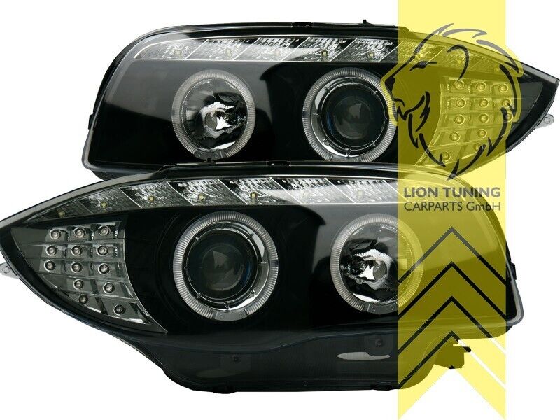 LT Pair LED DRL Halo Headlights BMW 1 Series E81 E82 E87 E88 03-12 black LHD