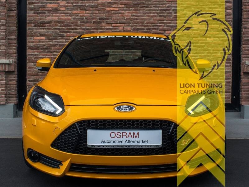 LT Pair LED DRL Lightbar Headlights OSRAM Bi XENON Ford Focus 3 black 11-14 LHD