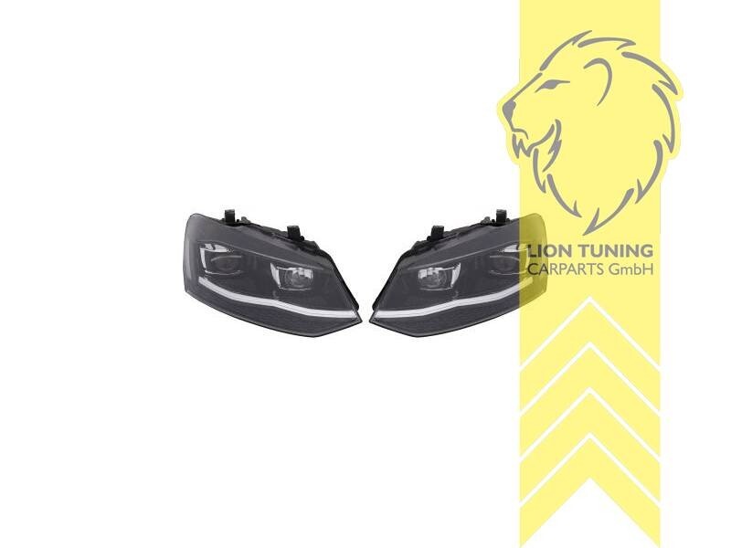 LT LED DRL Lightbar Halo Projector Headlights W Polo 6R 6C 09-17 black LHD