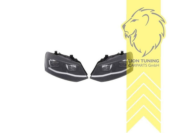 LT LED DRL Lightbar Halo Projector Headlights W Polo 6R 6C 09-17 black LHD