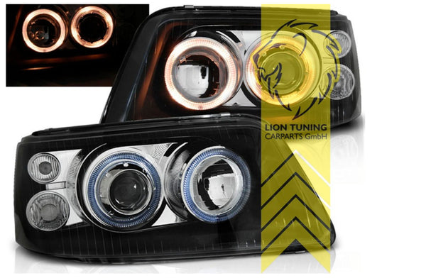 LT LED DRL Halo Angel Eye Headlights VW T5 Bus Multi Van Caravelle Black LHD