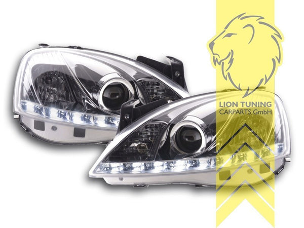 LT Pair LED DRL Halo Lightbar Headlights Opel Corsa C Combo C chrome LHD