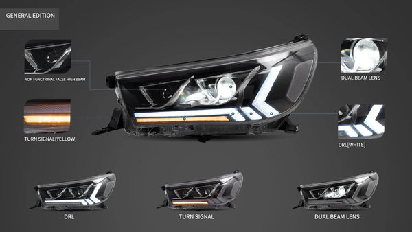 VLAND Toyota Hilux Revo 8 MK8 15-20 DYNAMIC WELCOME LED DRL Lightbar Headlights