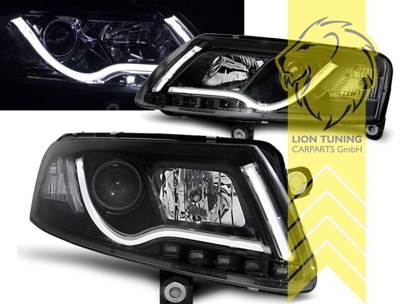 LT LED DRL Lightbar Halo Ring Headlights Audi A6 C6 4F 04-08 Limo Avant black