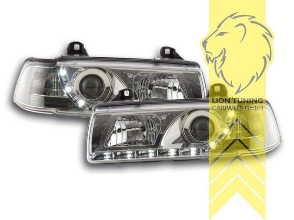 LT Pair LED DRL Lightbar Halo Headlights BMW E36 Limo Touring Compact chrome LHD