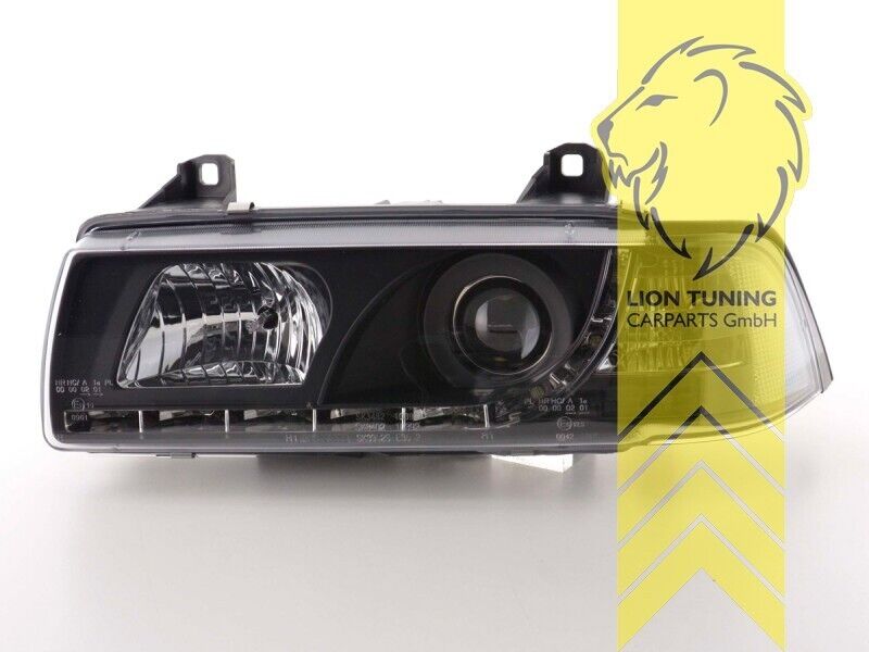 LT Pair LED DRL Lightbar Halo Headlights BMW E36 Limo Touring Compact black LHD