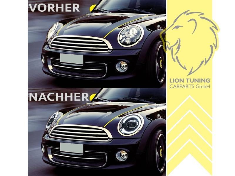 LT Pair LED DRL Halo Ring Headlights BMW Mini One R55 R56 R57 R58 R59 black LHD