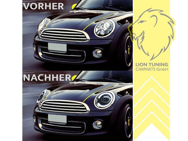 LT Pair LED DRL Halo Ring Headlights BMW Mini One R55 R56 R57 R58 R59 black LHD