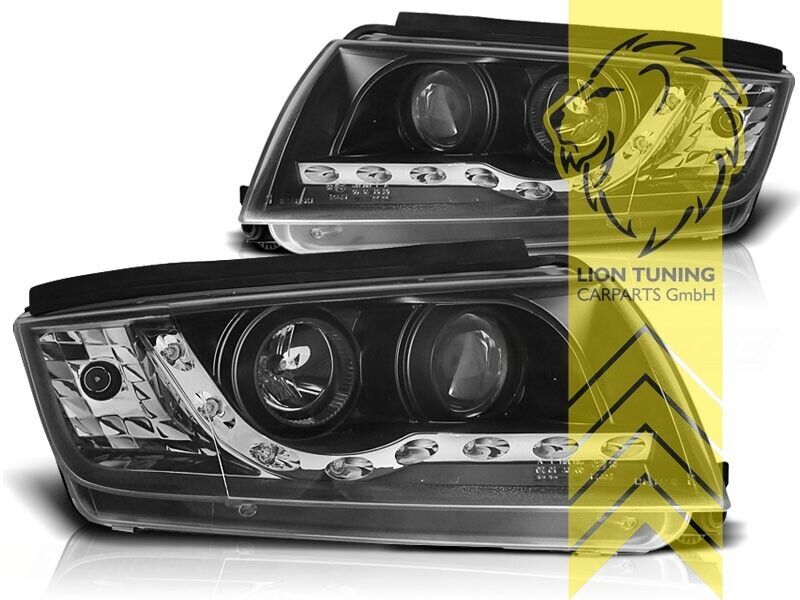 LT Pair LED DRL Lightbar Halo Ring Headlights Skoda Fabia 1 6Y 2 3 5 00-07 black