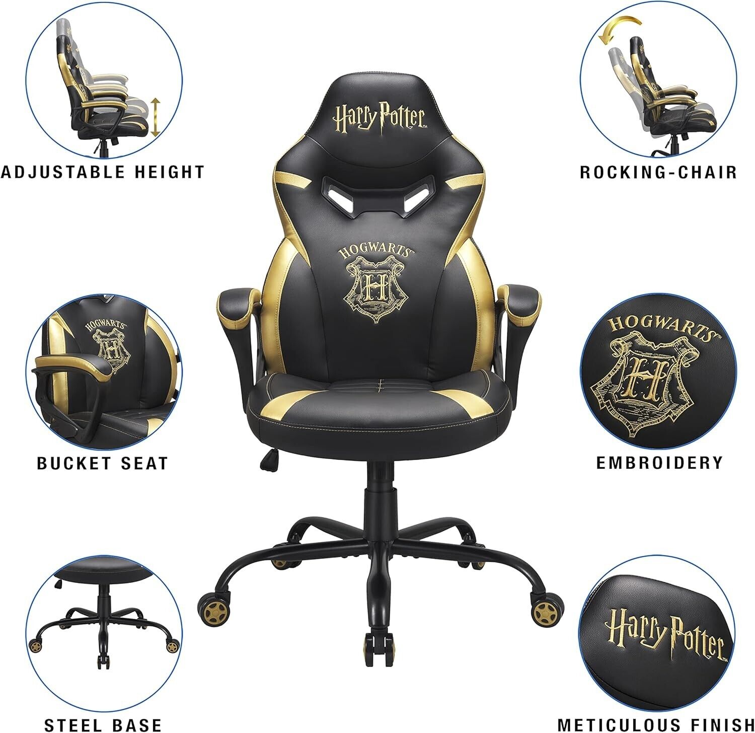 Subsonic Harry Potter - Junior gamer chair - Gaming office chair Black and gold