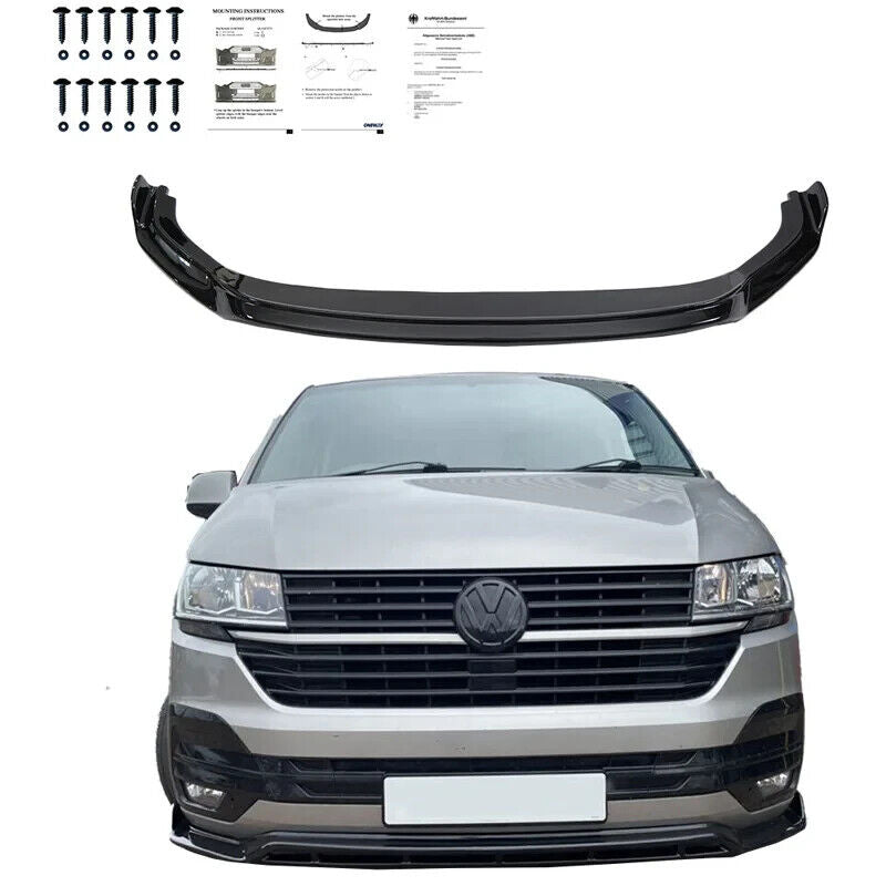 OW Front Bumper Lip Splitter VW Transporter Van T6.1 20-22 V3 Gloss Black