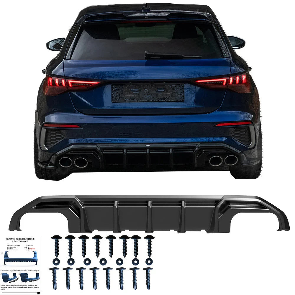 OW Rear Bumper Diffusor Splitter AUDI S3 A3 S-Line Sedan Sportback 8Y 2020-2024
