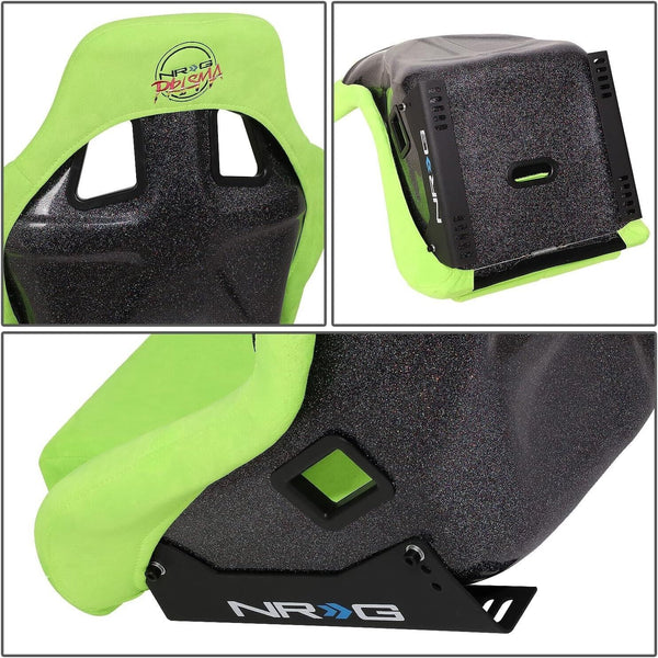 UK STOCK NRG PRISMA x1 Universal Sports Bucket Seat Green Alcantara LARGE FB