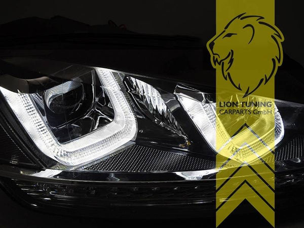 LT Pair LED DRL Lightbar Headlights VW Golf 7 Limo Variant black chrome LHD