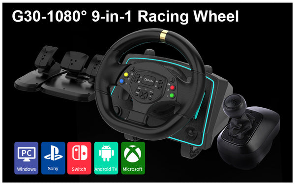 NBCP Racing Wheel Gaming Steering 1080 Driving Sim Car Simulator Pedals Gear