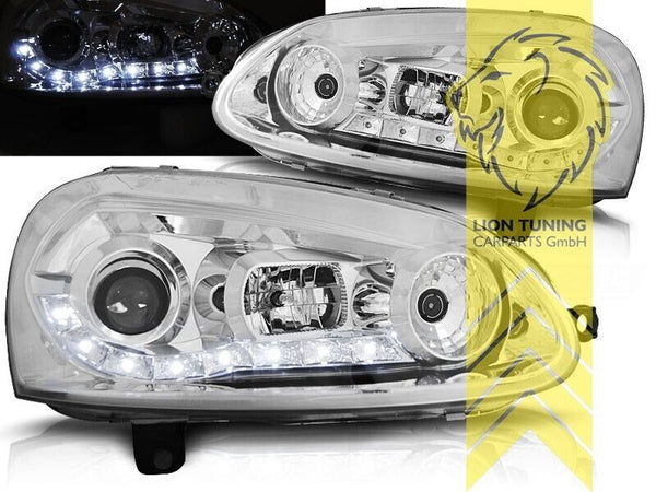 LT LED DRL Angel Eye Projector Headlights VW Golf 5 Limousine Variant chrome LHD