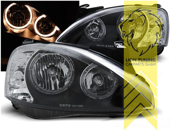 LT LED DRL Lightbar Halo Ring Headlights Opel Vauxhall Corsa C Combo C black LHD