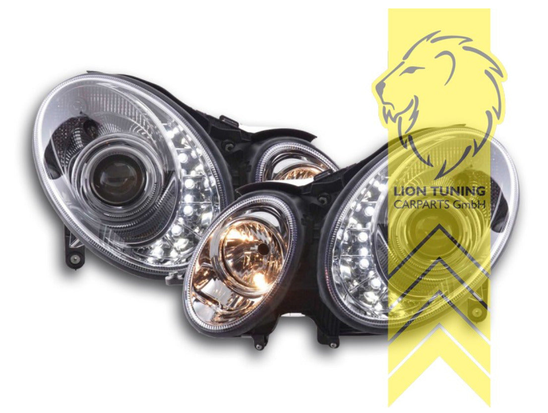 LT XENON LED DRL Halo Headlights Mercedes W211 E-Class 02-06 chrome LHD