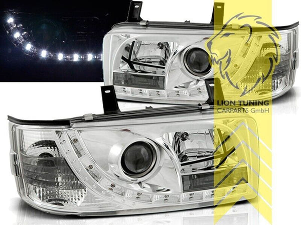 LT LED DRL Halo Lightbar Headlights VW T4 Bus 90-03 Transporter chrome LHD