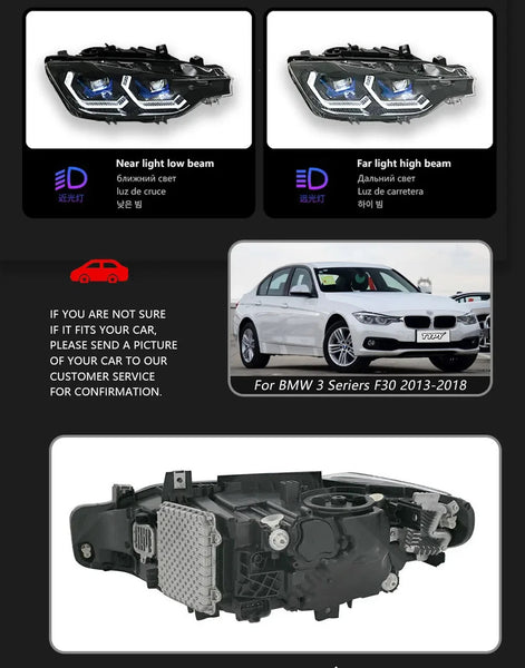 TYPY Pair 15-18 BMW 3 Series F30 LED DRL Dynamic Headlights OE Halogen Xenon LED