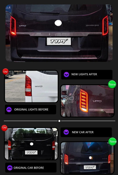 TYPY Pair LED DRL Rear Lights 16-21 Vito W447 V-Class Taillights Red or Black